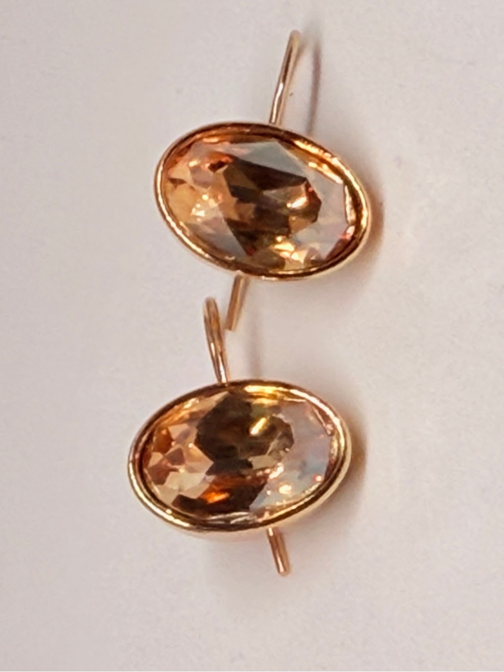 Costume Jewelry Gold-Tone Champagne Crystal Drop Earrings - Picture 2 of 3
